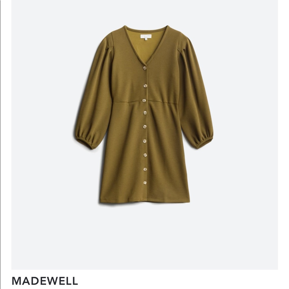 Madewell, Texture & Thread Crepe Balloon Sleeve, size small, nightingale-brown